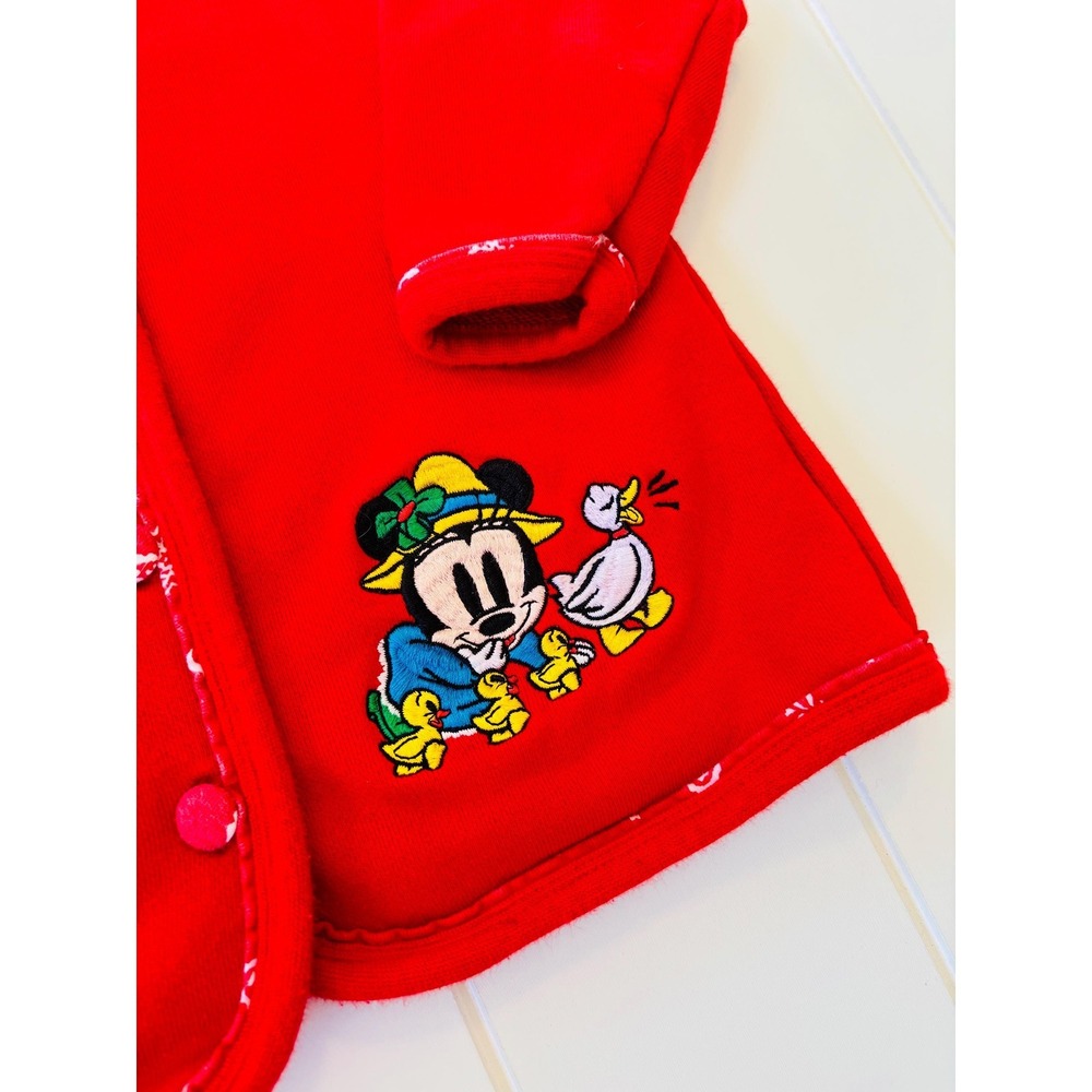 Vintage Mickey & Co Minnie Mouse Farm Theme Embroidered Cardigan, Size 2T - Picture 5 of 12